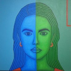 Blau und Grün 6, 2022, Öl auf Leinwand, 50x50 cm