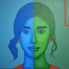 Blau und Grün 5, 2022, Öl auf Leinwand, 50x50 cm