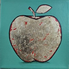 Elma Yeşil 2, 2023, Tuval üzerine karışık teknik, 20x20 cm