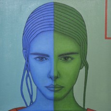 Verkauft - Blau und Grün 1, 2020, Oil auf Leinwand, 50x50 cm 