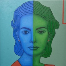 Verkauft - Blau und Grün 2, 2020, Oil auf Leinwand, 50x50 cm 