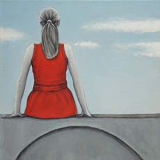 Verkauft - Im roten Land, 2022, Acryl auf Leinwand, 30x30 cm