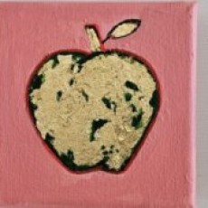 Drei Apfel, 2023, Mixed media mit Acryl auf Leinwand, 3(10x10 cm)