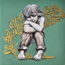 Satıldı - Erkek Çocuk, 2023, Tuval üzerine akrilik, 16x16 cm