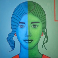 Mavi Yeşil, 2022, Tuval üzerine yağlı boya, 50x50 cm