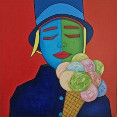 Dondurma, 2023, Tuval üzerine yağlı boya, 50x50 cm