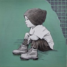 Satıldı - Erkek Çocuk, 2023, Tuval üzerine akrilik, 20x20 cm